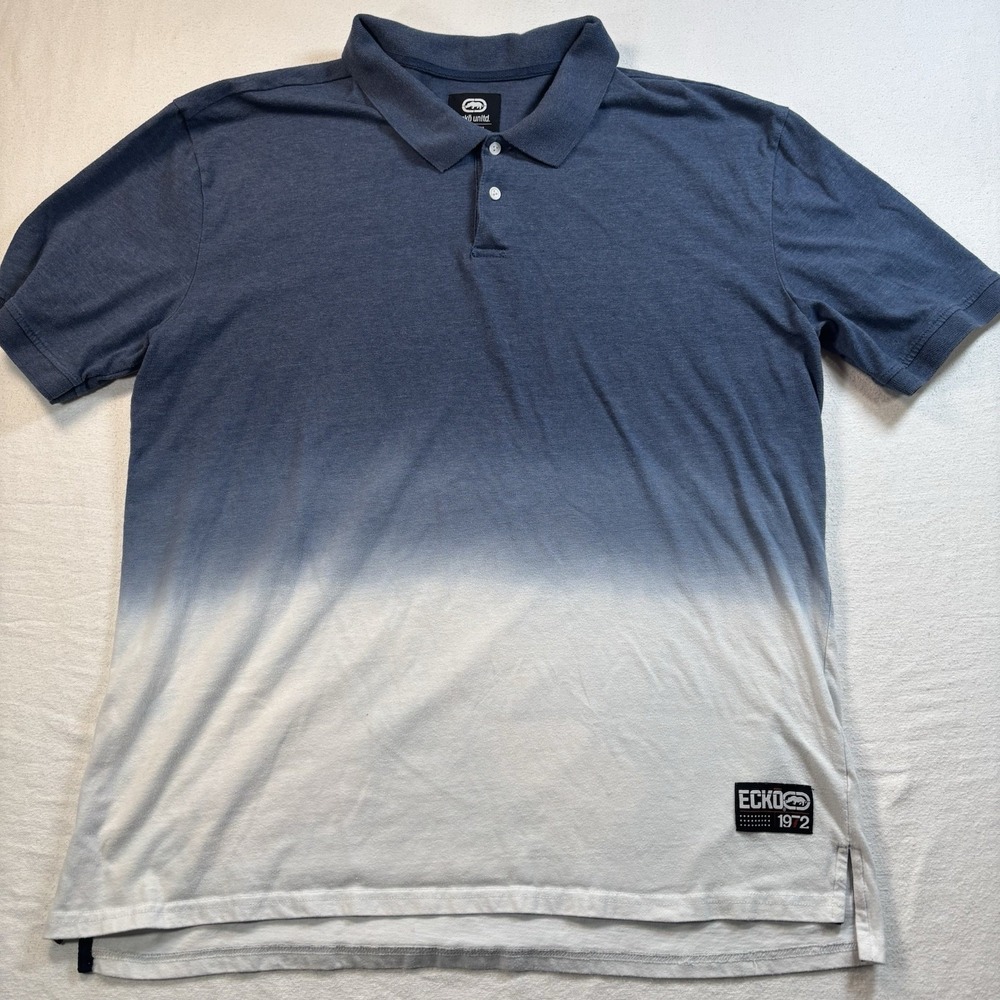 Ecko Unltd Polo Shirt XXL Grey Mens Short Sleeve Logo Rhino Casual Short Sleeve